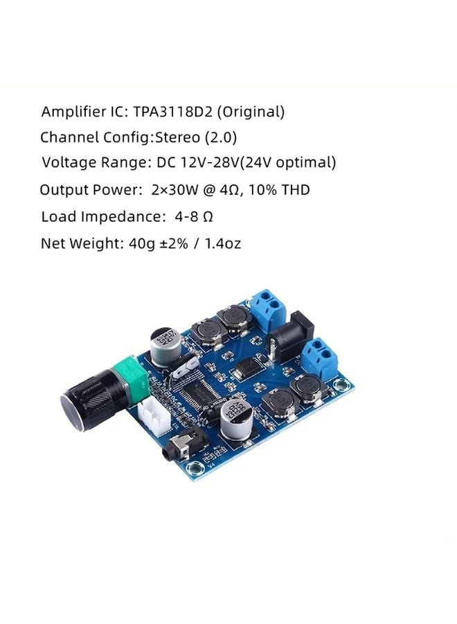 Tpa3118d2 30Wx2 Stereo Digital Amplifier Board 12 28V Wide Voltage 1pc - Image 5